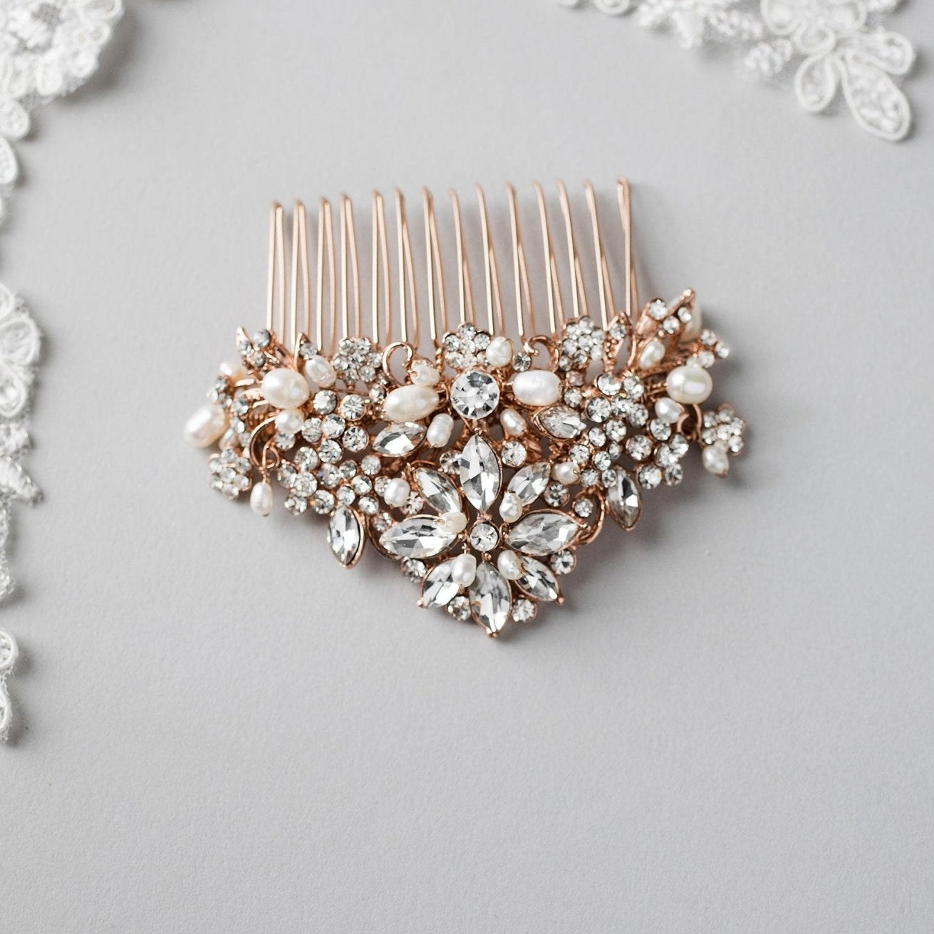 Elegant Bridal Comb with Freshwater Pearls - Hair Comb - Cassandra Lynne