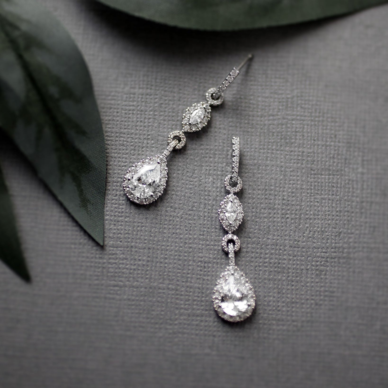 Elegant Pave Drop Bridal Earrings - Earrings - Cassandra Lynne