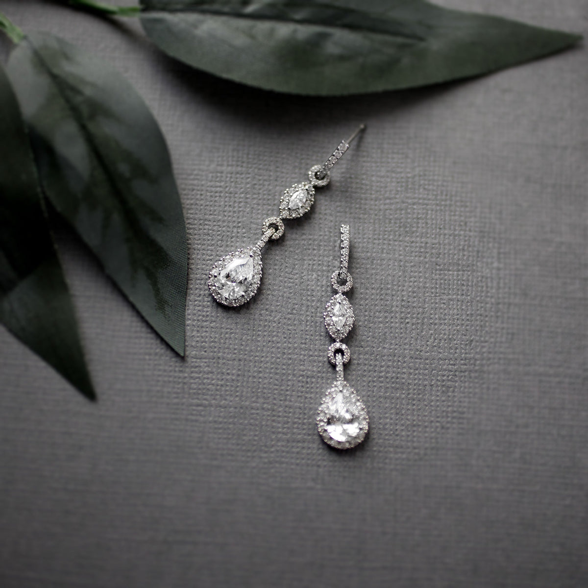 Elegant Pave Drop Bridal Earrings - Earrings - Cassandra Lynne