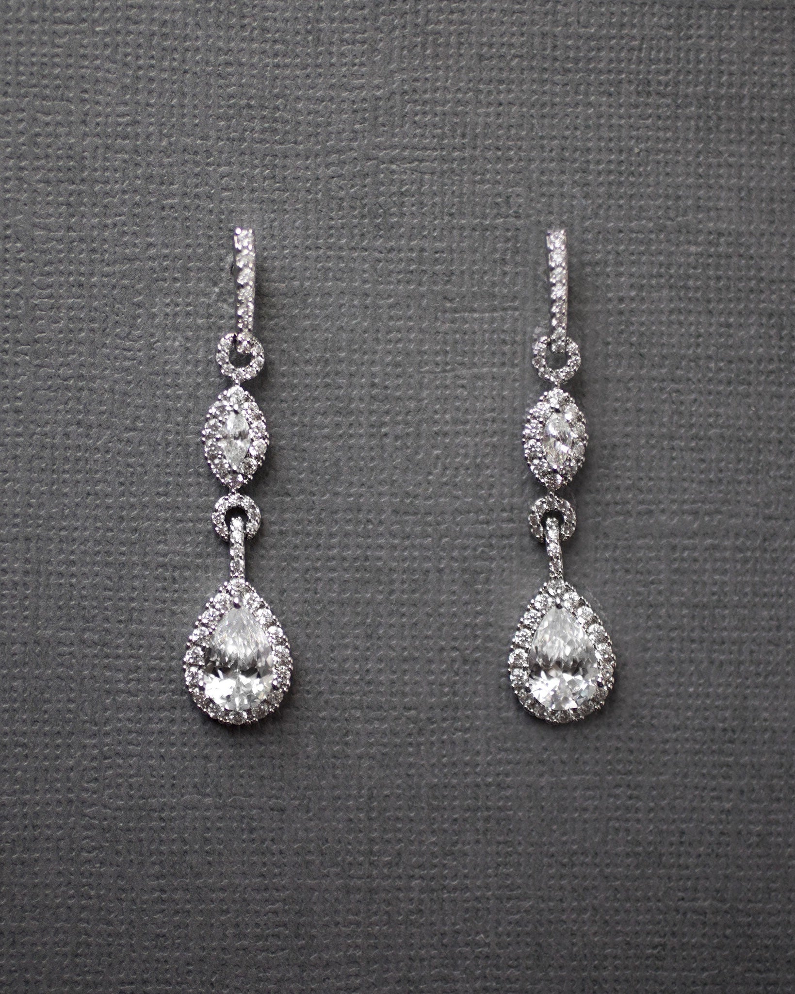 Elegant Pave Drop Bridal Earrings - Earrings - Cassandra Lynne