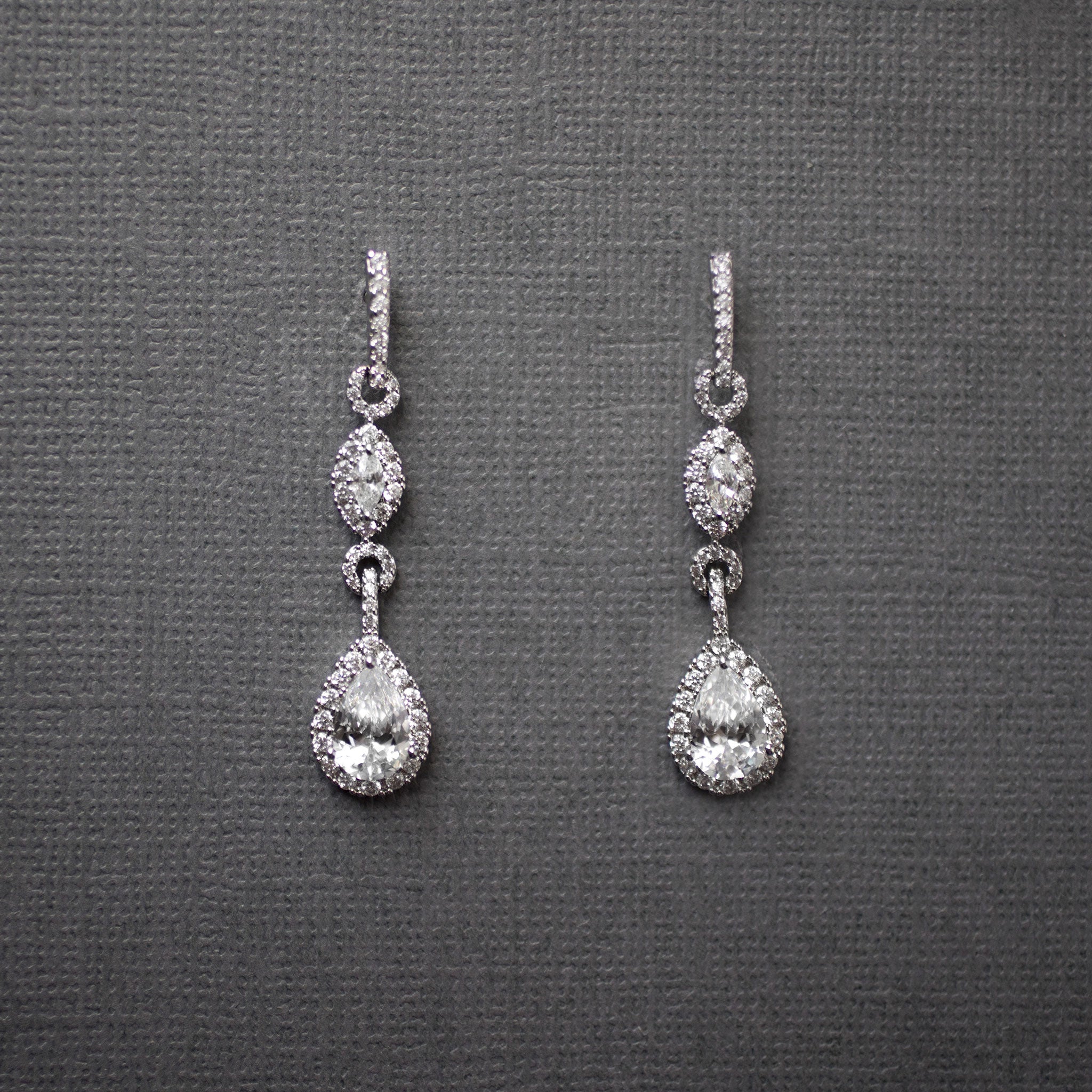 Elegant Pave Drop Bridal Earrings - Earrings - Cassandra Lynne