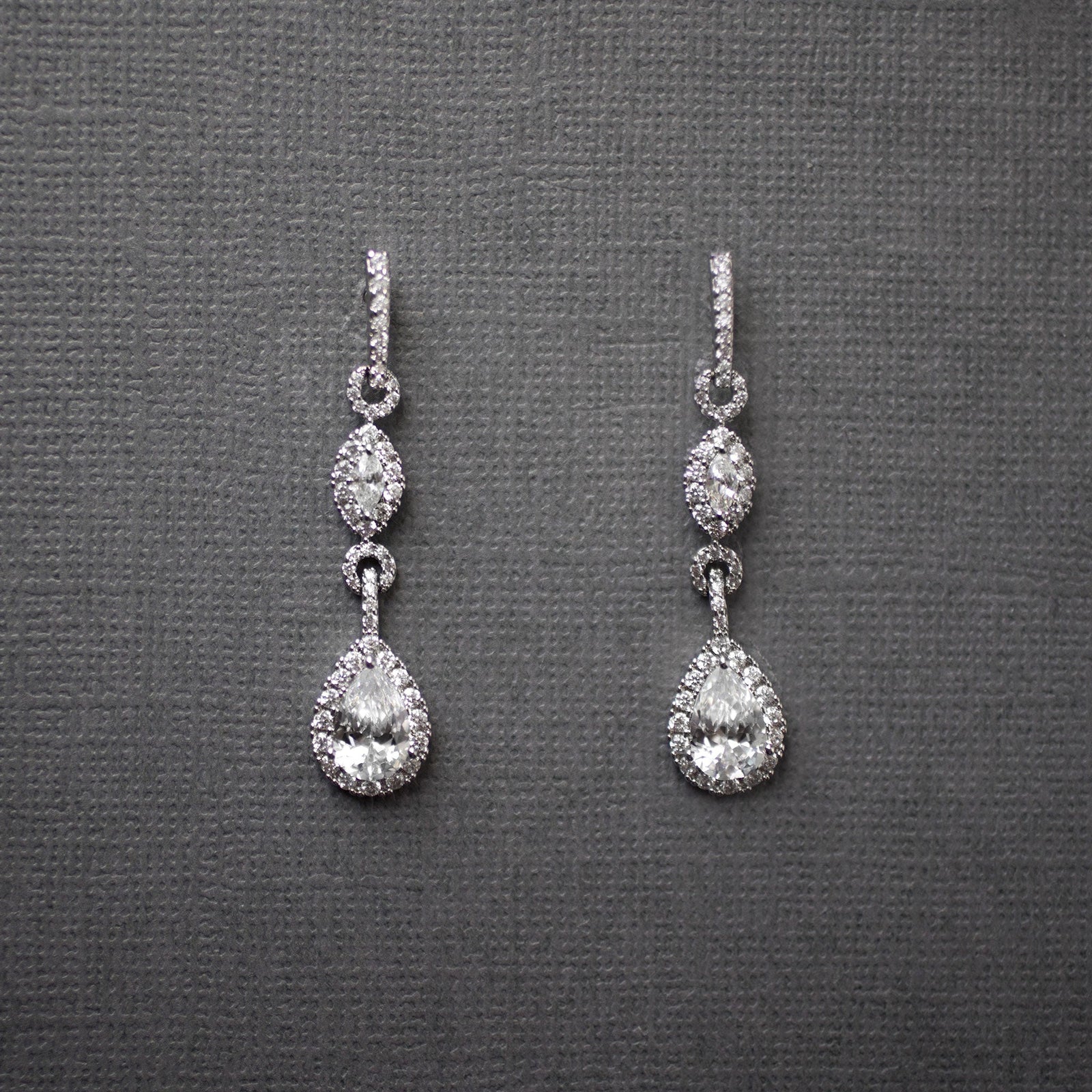 Elegant Pave Drop Bridal Earrings - Earrings - Cassandra Lynne