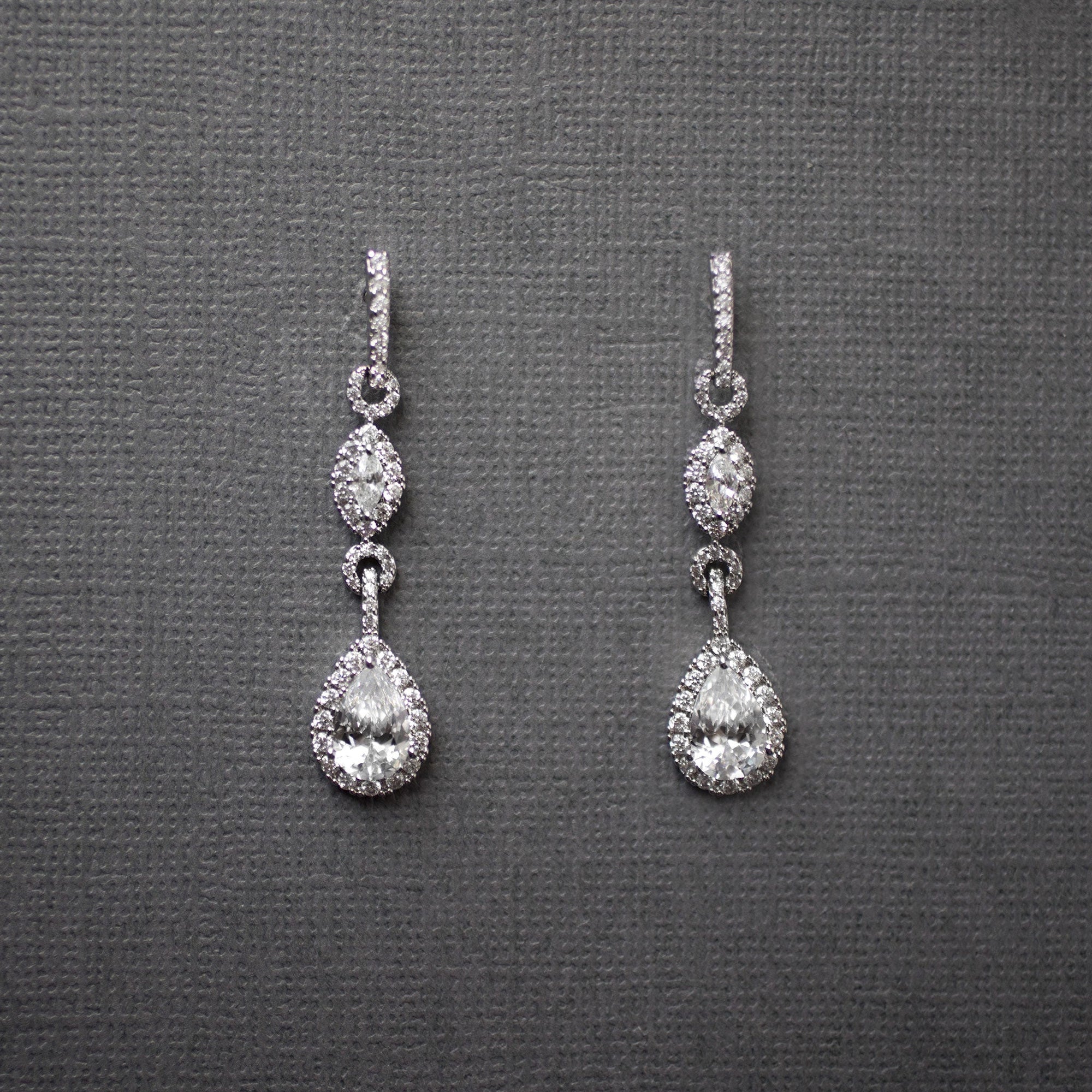 Elegant Pave Drop Bridal Earrings - Earrings - Cassandra Lynne