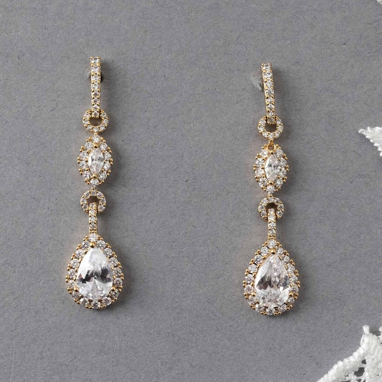 Elegant Pave Drop Bridal Earrings - Earrings - Cassandra Lynne