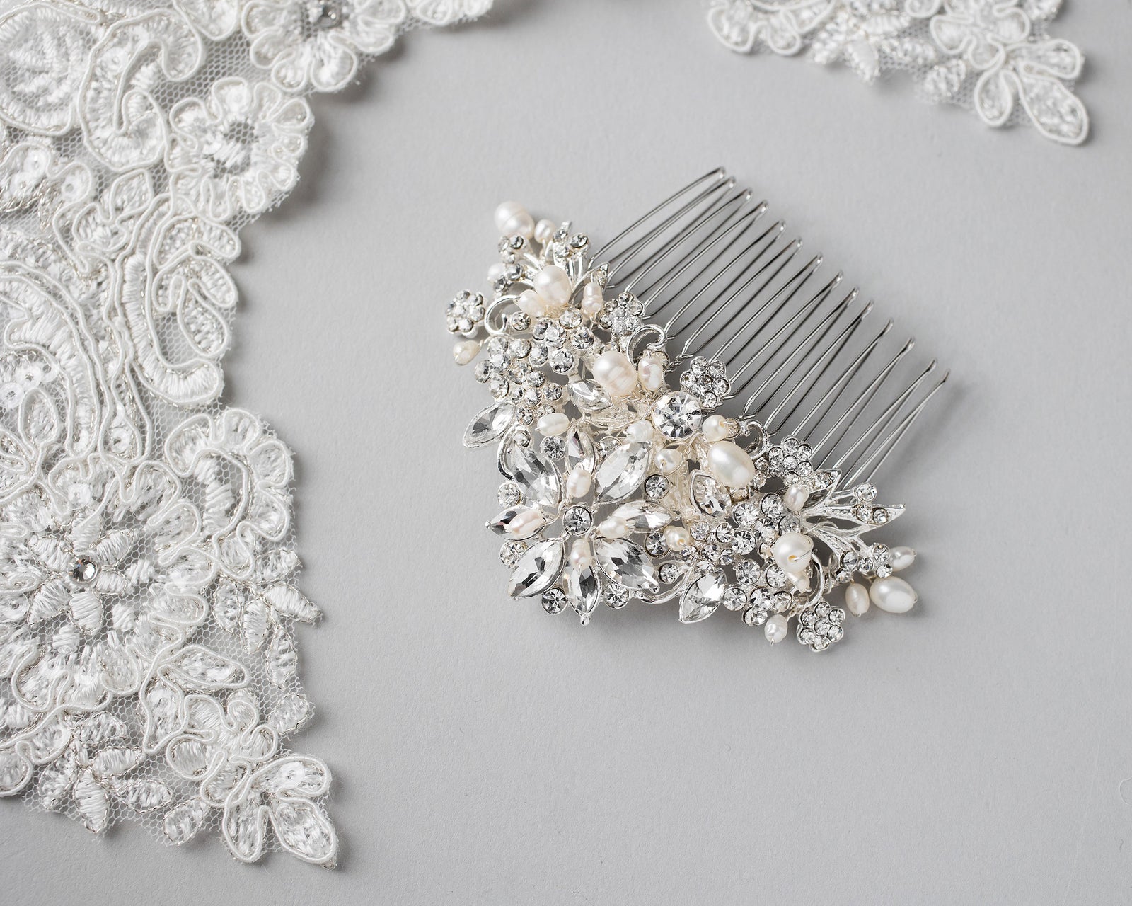 Elegant Bridal Comb with Freshwater Pearls Cassandra Lynne