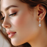 Elegant Stacked Pears Bridal CZ Earrings - Earrings - Cassandra Lynne
