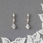 Elegant Stacked Pears Bridal CZ Earrings - Earrings - Cassandra Lynne