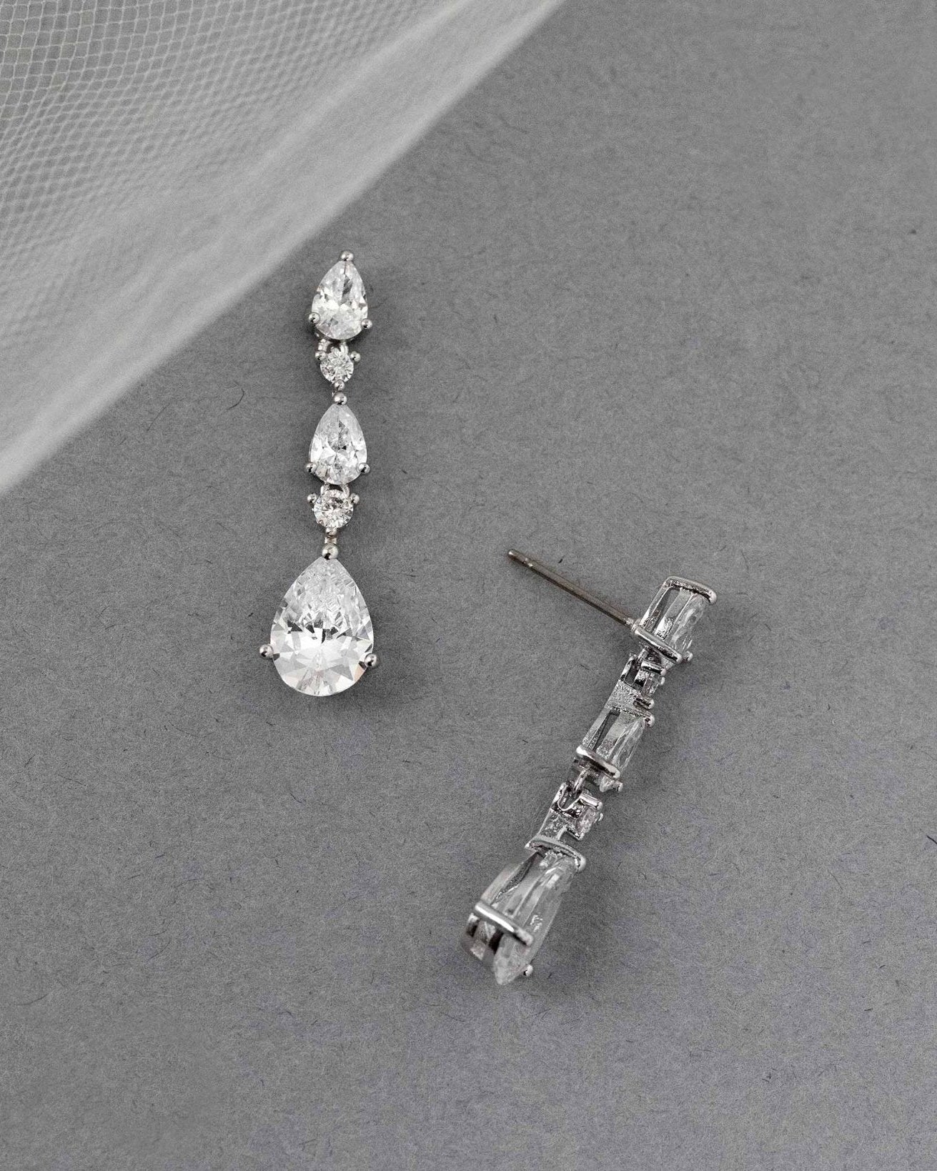 Elegant Stacked Pears Bridal CZ Earrings - Earrings - Cassandra Lynne