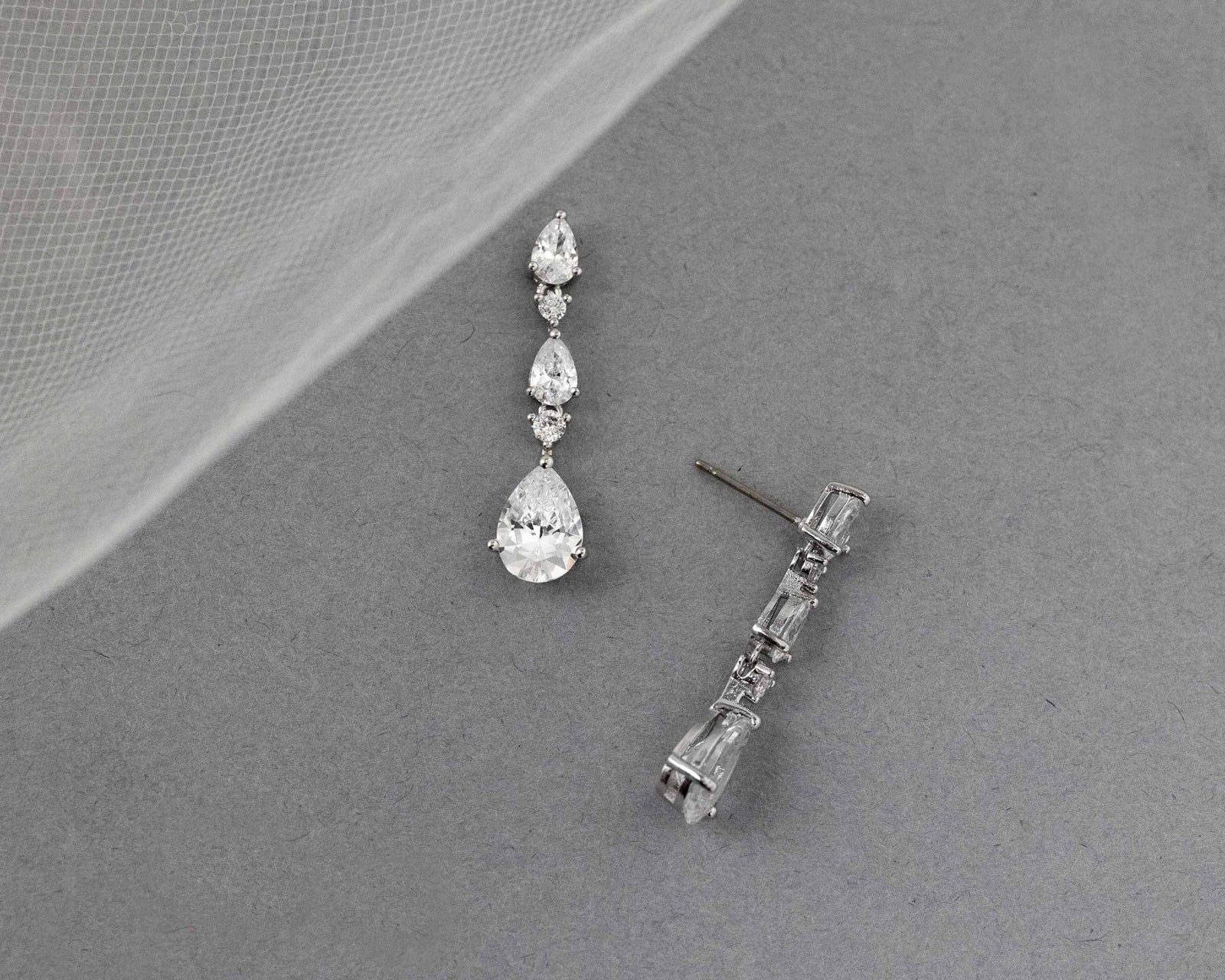 Elegant Stacked Pears Bridal CZ Earrings - Earrings - Cassandra Lynne