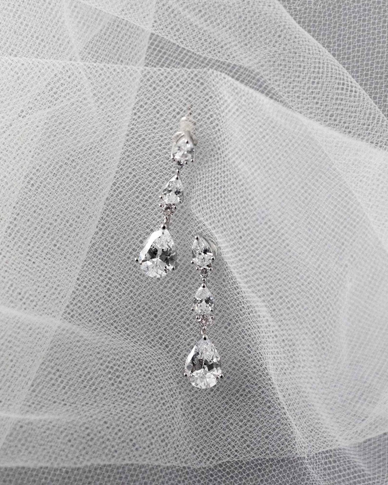 Elegant Stacked Pears Bridal CZ Earrings - Earrings - Cassandra Lynne