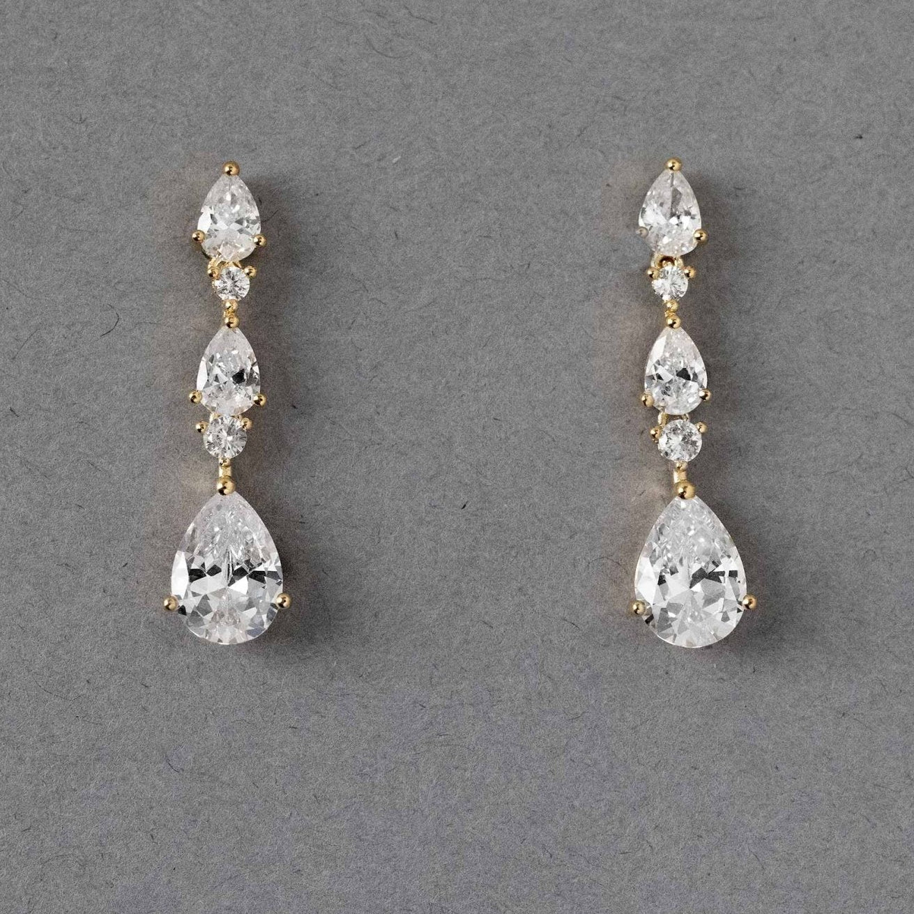 Elegant Stacked Pears Bridal CZ Earrings - Earrings - Cassandra Lynne