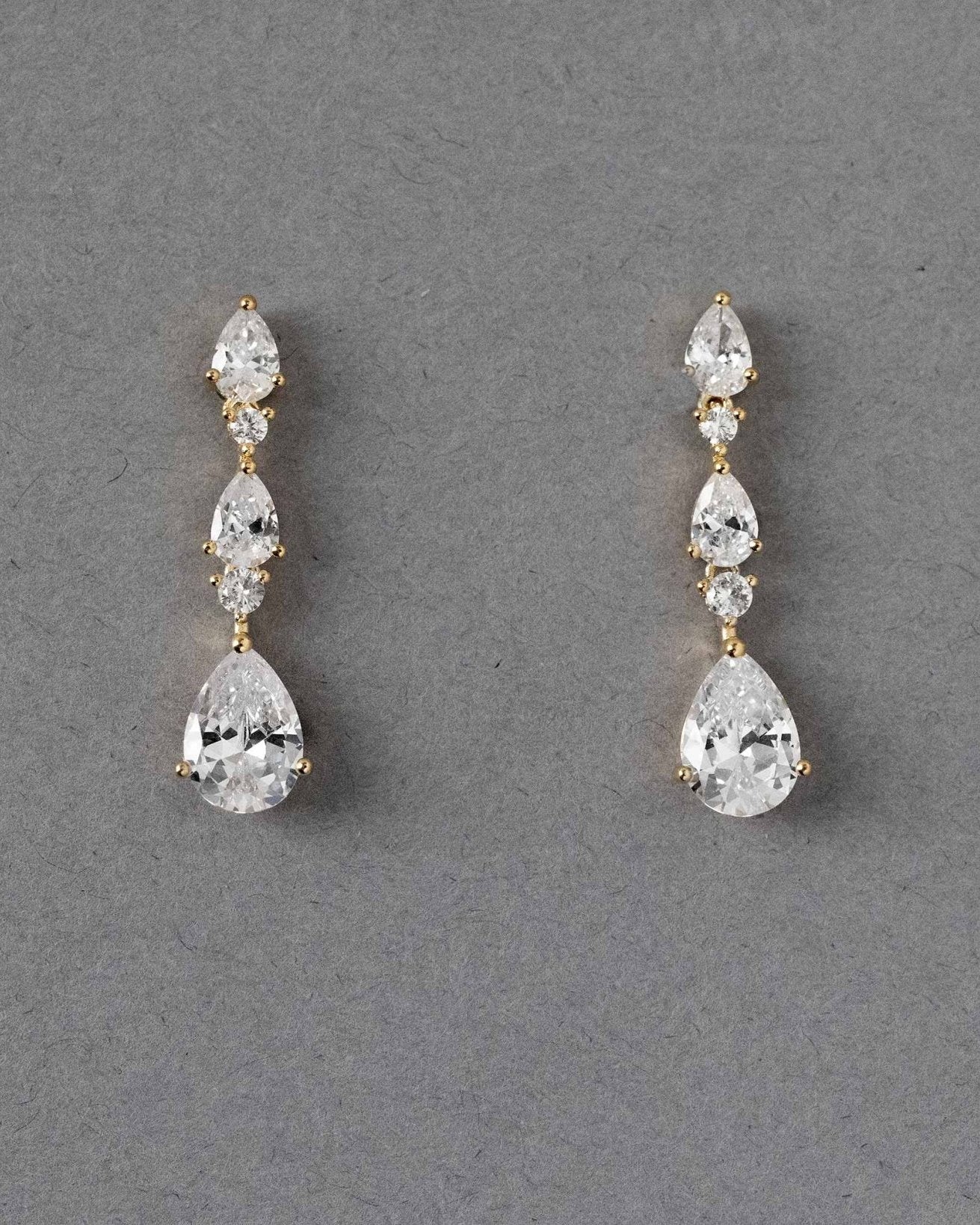 Elegant Stacked Pears Bridal CZ Earrings - Earrings - Cassandra Lynne