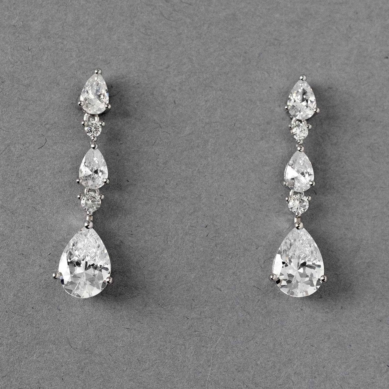 Elegant Stacked Pears Bridal CZ Earrings - Earrings - Cassandra Lynne