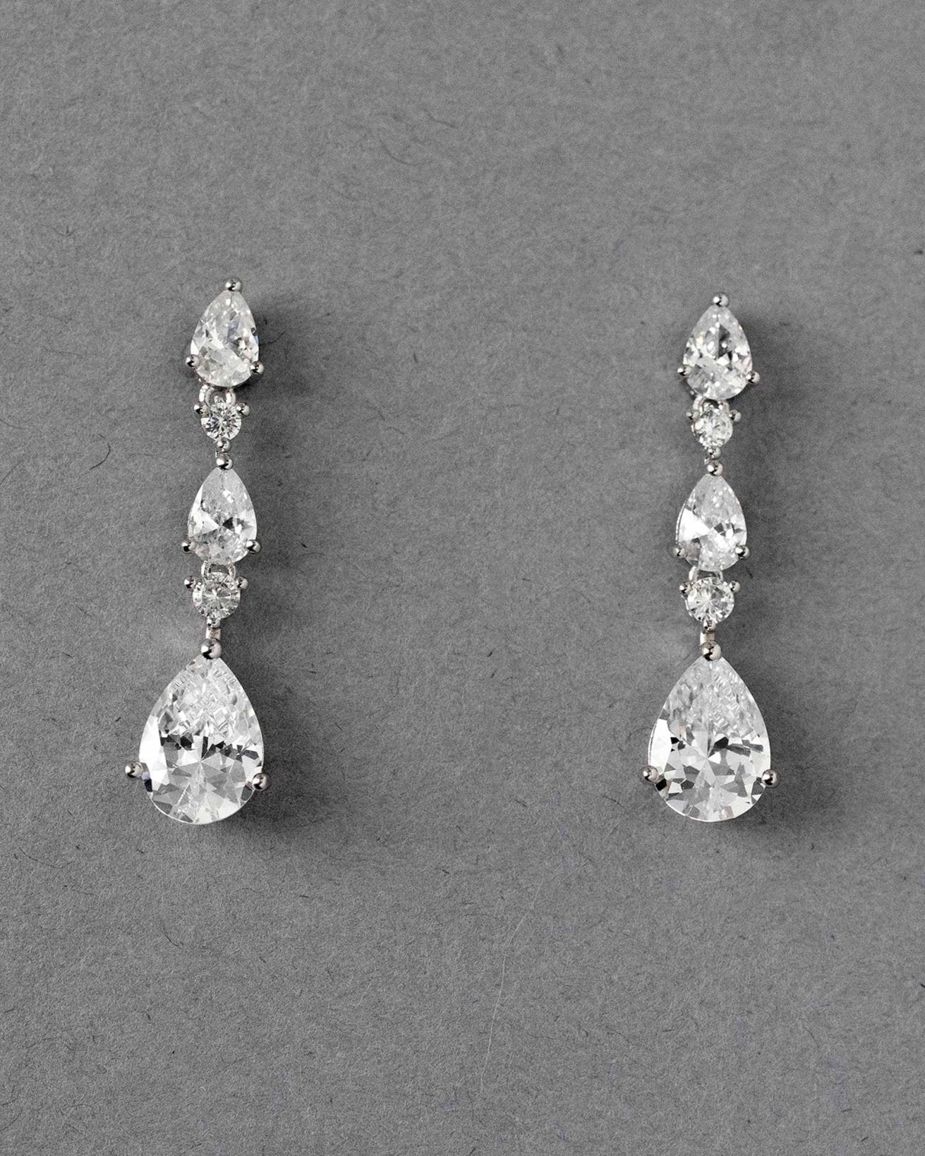 Elegant Stacked Pears Bridal CZ Earrings - Earrings - Cassandra Lynne