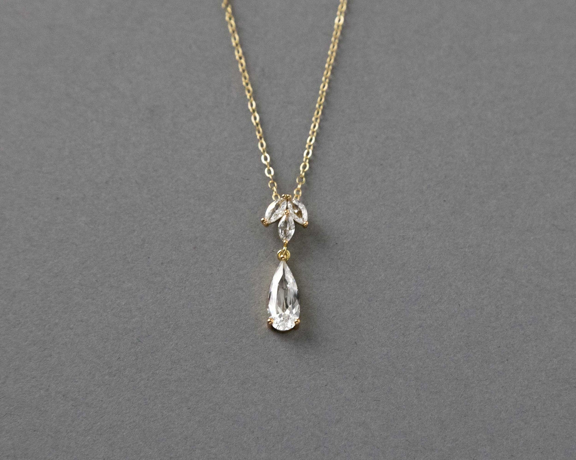 Long Teardrop Pear Pendant Necklace