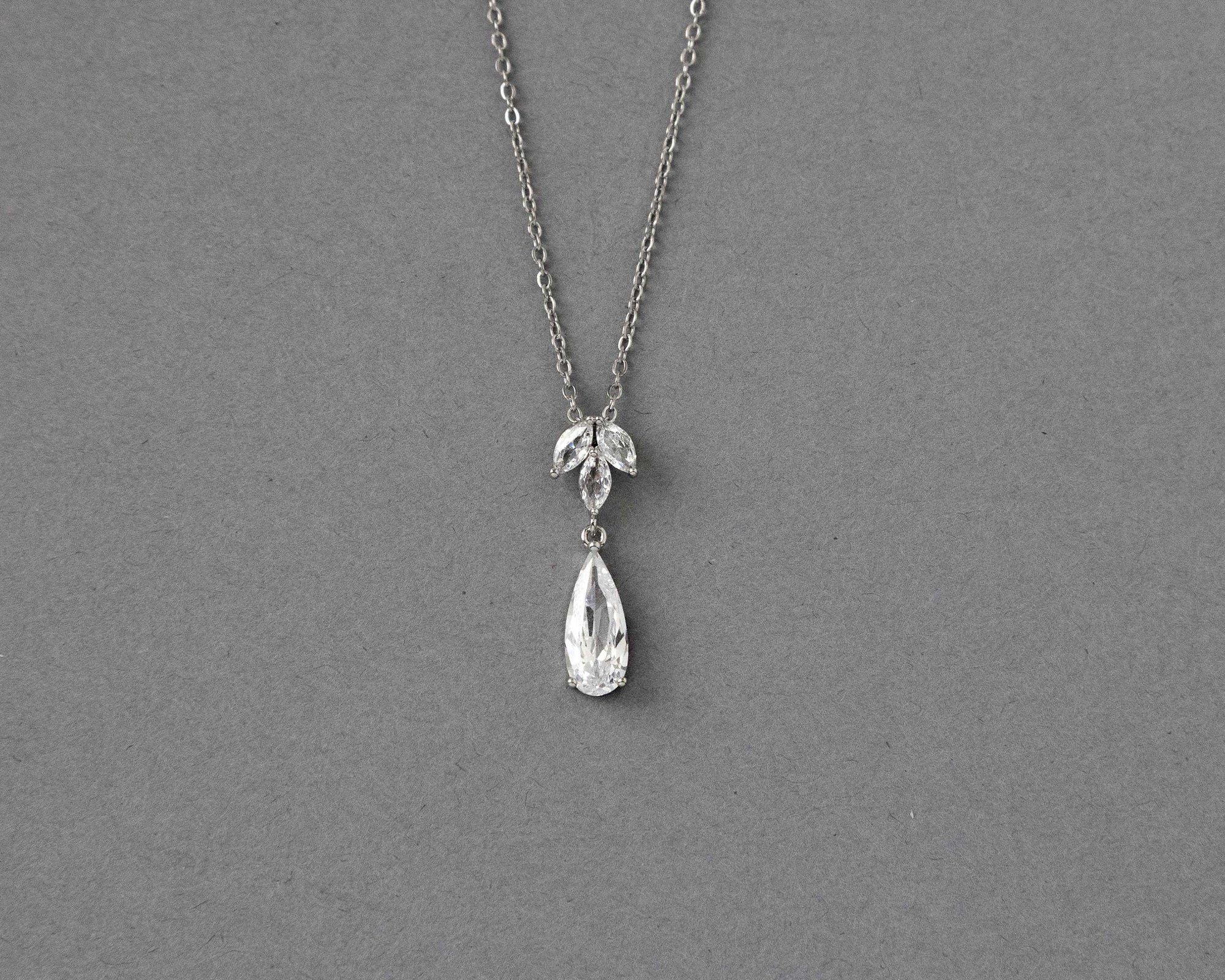 Long Teardrop Pear Pendant Necklace