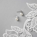 Emerald Accented Pearl Stud Earrings - Earrings - Cassandra Lynne