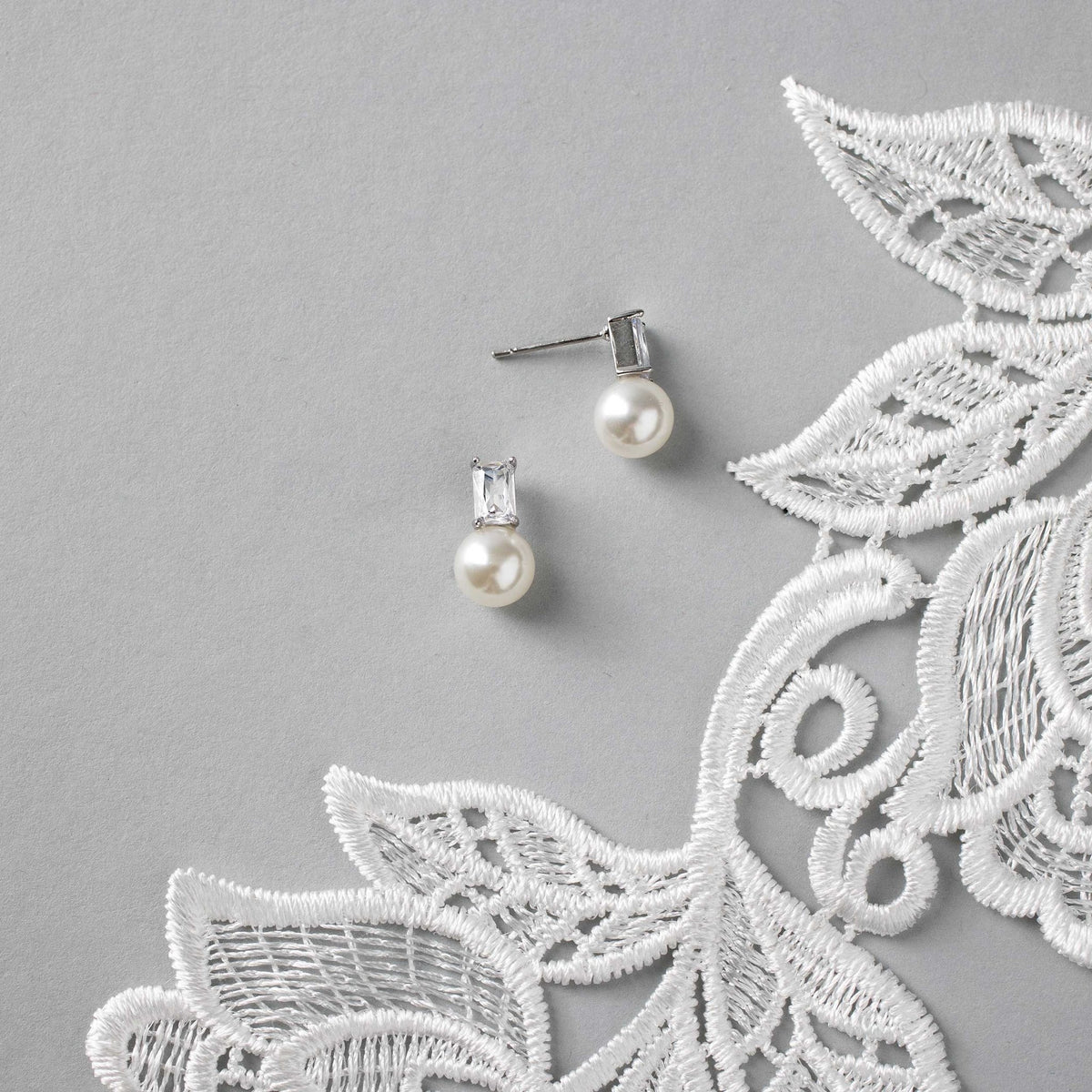 Emerald Accented Pearl Stud Earrings - Earrings - Cassandra Lynne