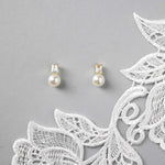 Emerald Accented Pearl Stud Earrings - Earrings - Cassandra Lynne