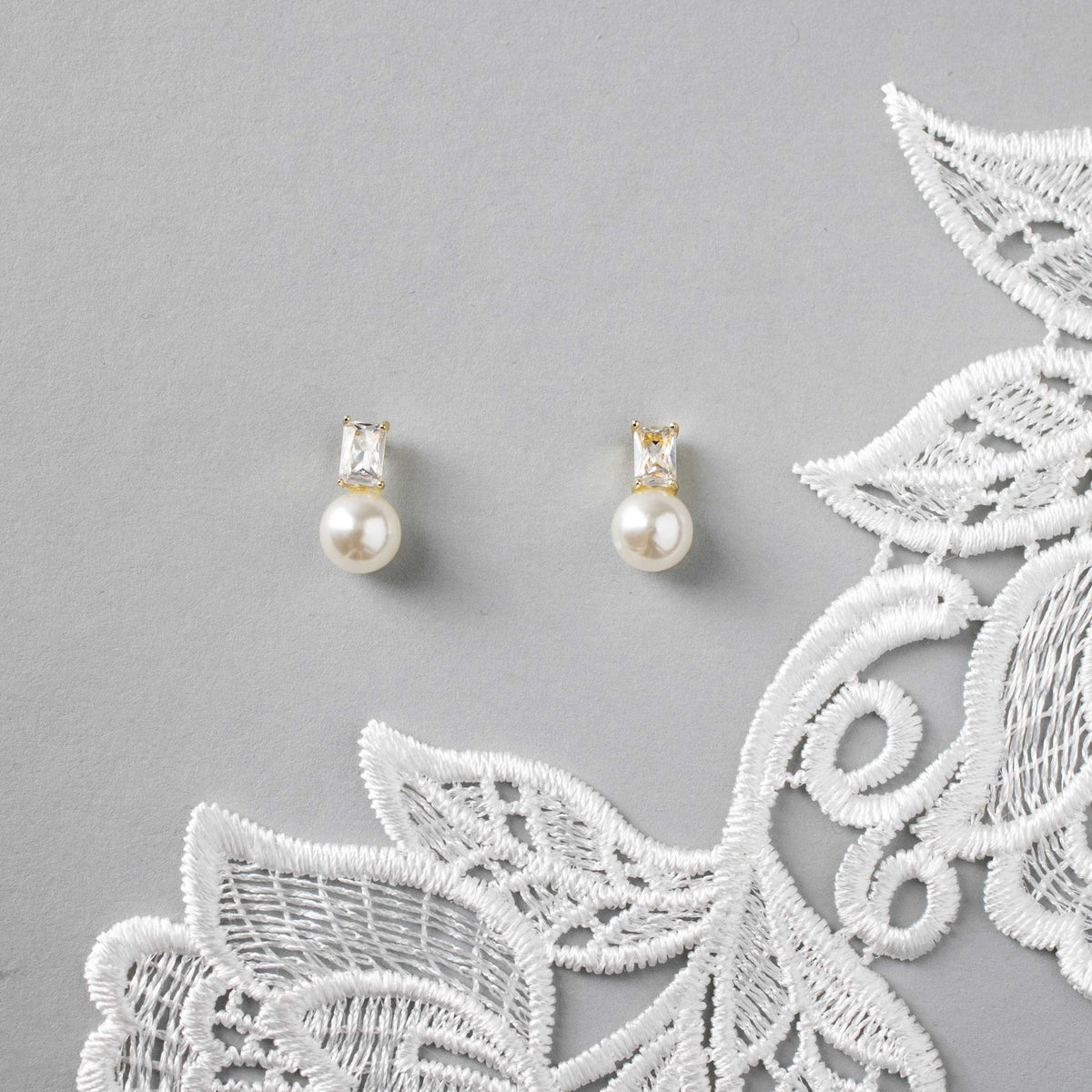 Emerald Accented Pearl Stud Earrings - Earrings - Cassandra Lynne