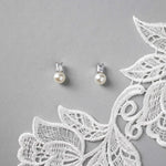 Emerald Accented Pearl Stud Earrings - Earrings - Cassandra Lynne