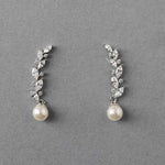 Feather Vine Pearl Drop Earrings - Earrings - Cassandra Lynne