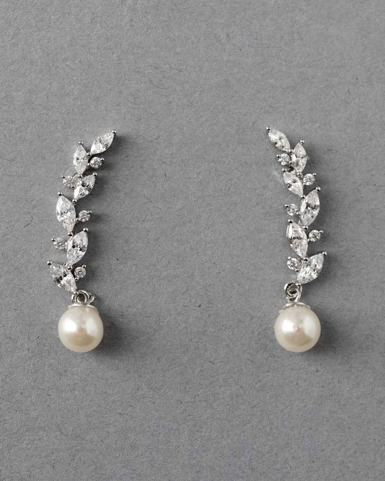 Feather Vine Pearl Drop Earrings - Earrings - Cassandra Lynne