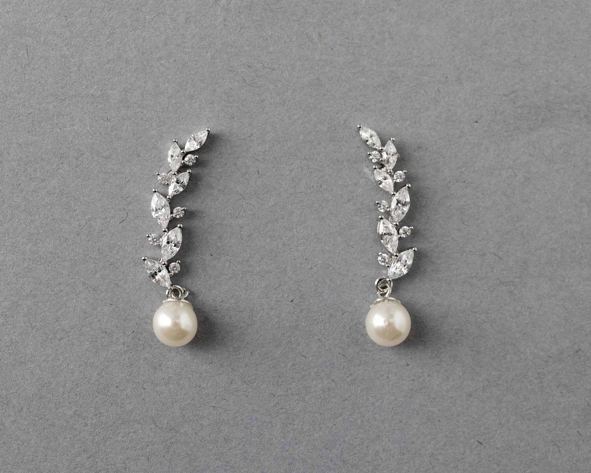 Feather Vine Pearl Drop Earrings - Earrings - Cassandra Lynne