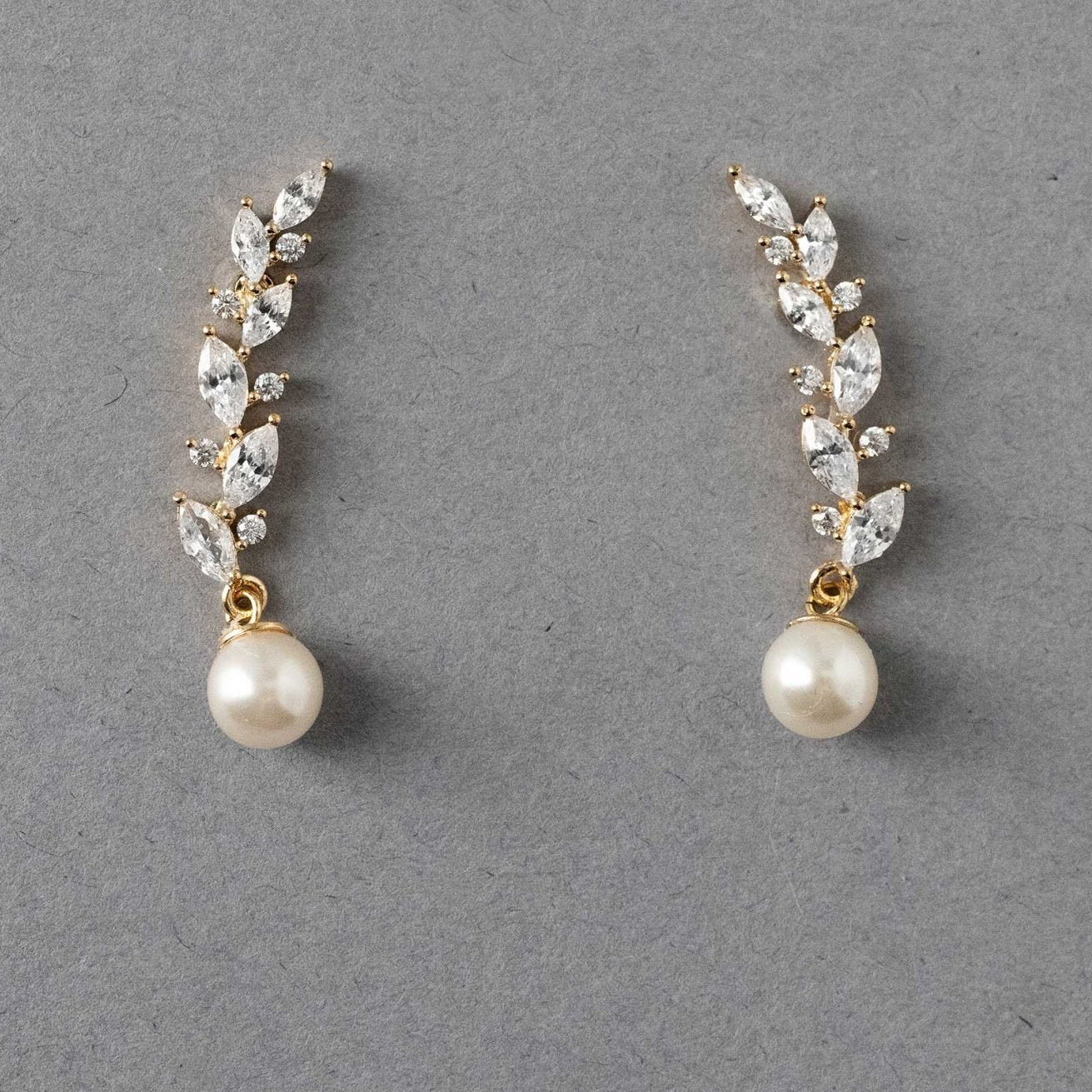 Feather Vine Pearl Drop Earrings - Earrings - Cassandra Lynne