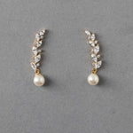 Feather Vine Pearl Drop Earrings - Earrings - Cassandra Lynne