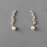 Feather Vine Pearl Drop Earrings - Earrings - Cassandra Lynne