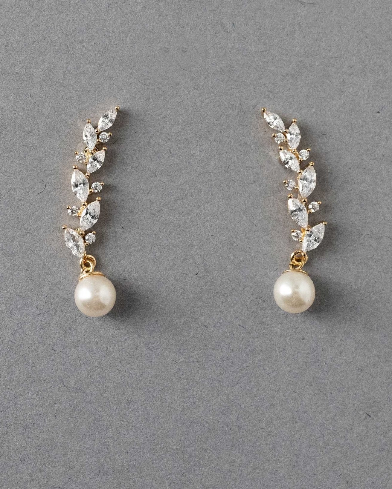 Feather Vine Pearl Drop Earrings - Earrings - Cassandra Lynne