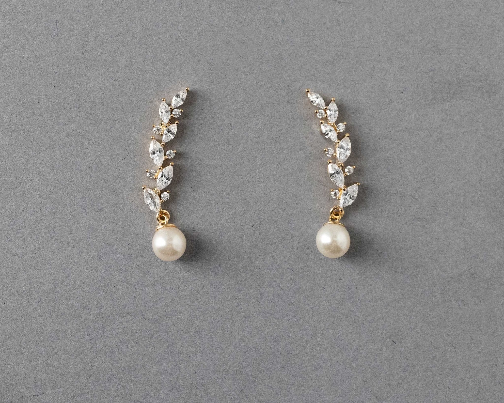 Feather Vine Pearl Drop Earrings - Earrings - Cassandra Lynne