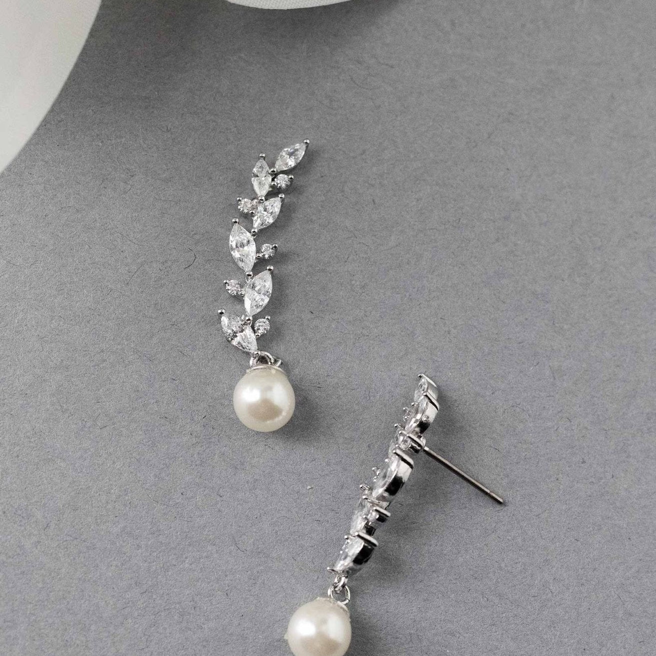 Feather Vine Pearl Drop Earrings - Earrings - Cassandra Lynne