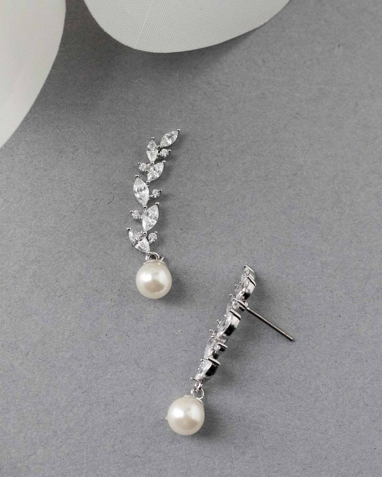 Feather Vine Pearl Drop Earrings - Earrings - Cassandra Lynne