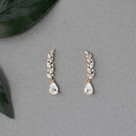Feather Vine Teardrop CZ Wedding Earrings - Earrings - Cassandra Lynne