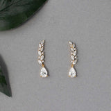 Feather Vine Teardrop CZ Wedding Earrings - Earrings - Cassandra Lynne
