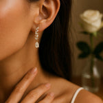 Feather Vine Teardrop CZ Wedding Earrings - Earrings - Cassandra Lynne