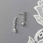 Feather Vine Teardrop CZ Wedding Earrings - Earrings - Cassandra Lynne