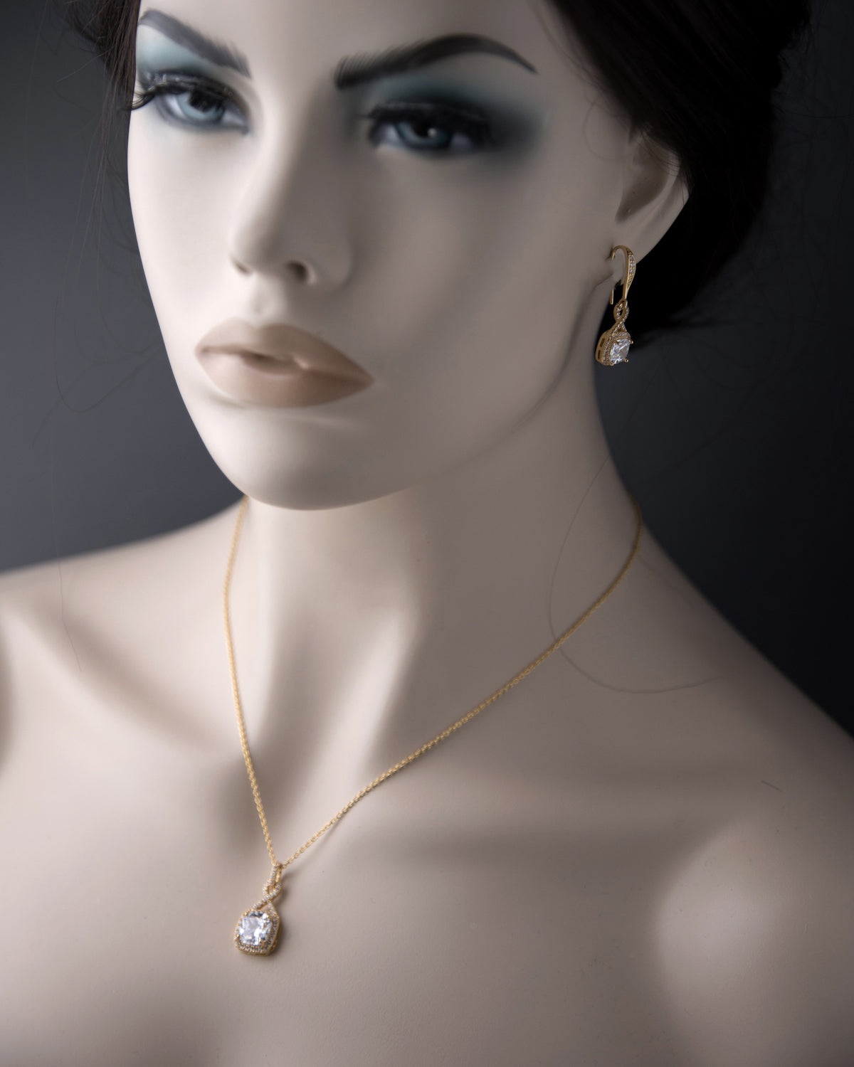 CZ Figure Eight Princess Cut Necklace Set - Cassandra Lynne