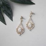 Filigree Wedding Earrings with Pear CZ - Earrings - Cassandra Lynne