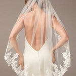 Fingertip Bridal Veil with Venetian Style Appliques - Cassandra Lynne