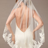 Fingertip Bridal Veil with Venetian Style Appliques - Cassandra Lynne