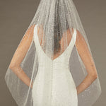 Fingertip Veil with Glitter and Sequins