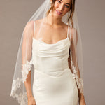 Fingertip Bridal Veil with Sequins, Pearls, and Lace - Cassandra Lynne