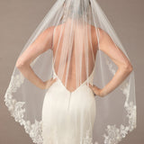 Fingertip Bridal Veil with Sequins, Pearls, and Lace - Cassandra Lynne
