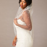 Pearl Scattered Fingertip Bridal Veil Ivory - Cassandra Lynne