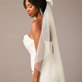 Side View Ivory Bow Wedding Veil - Cassandra Lynne