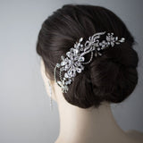 Floral Antique Silver Bridal Hair Clip - Hair Clips - Cassandra Lynne
