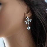 Floral Bridal Necklace Set with Pearls - Necklace Set - Cassandra Lynne